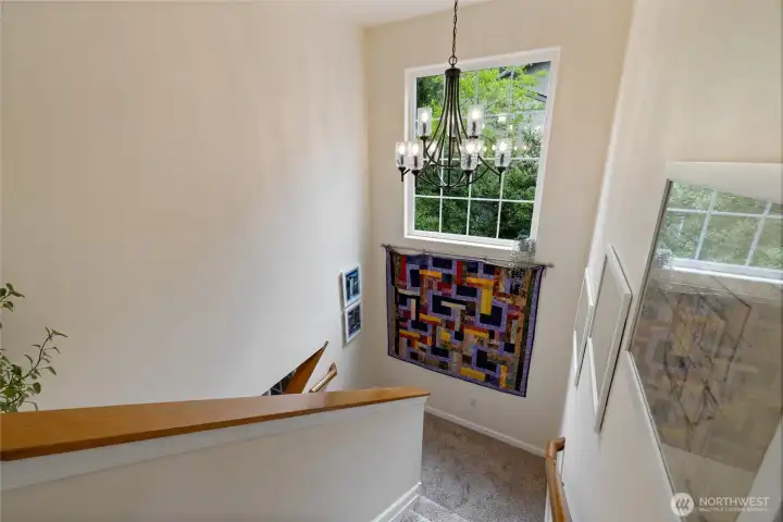Spacious stairwell makes moving furniture a breeze.
