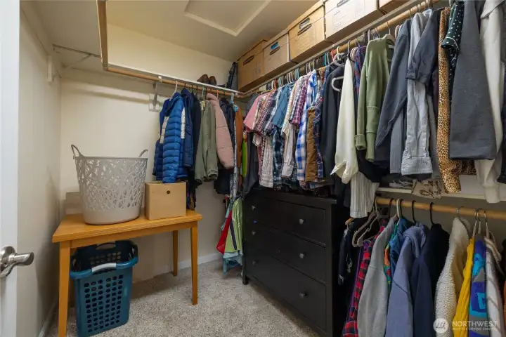 Plenty of storage in the primary walk in closet!