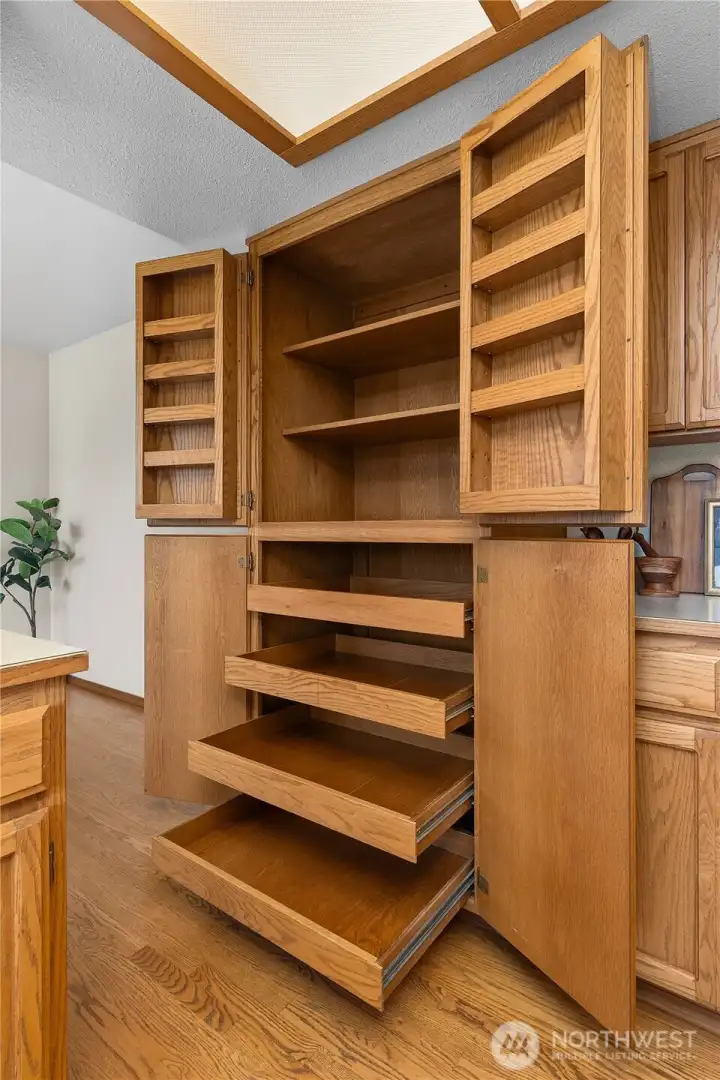 Kitchen Pantry/Storage open showing shelves and racks