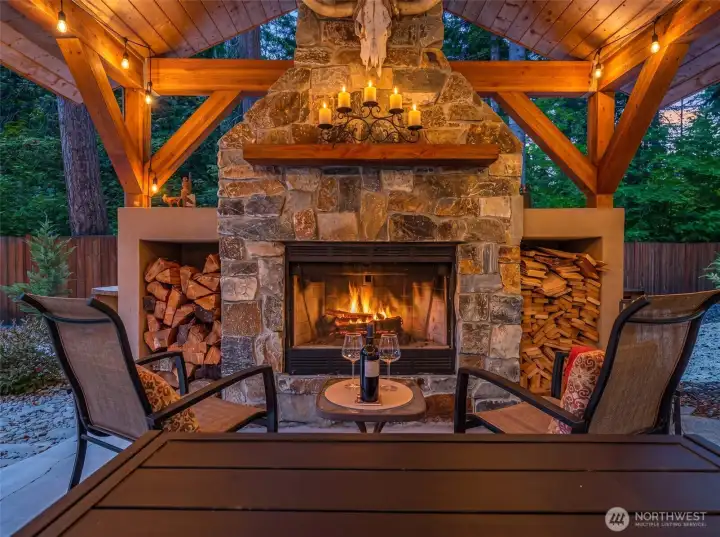 Wood burning fireplace
