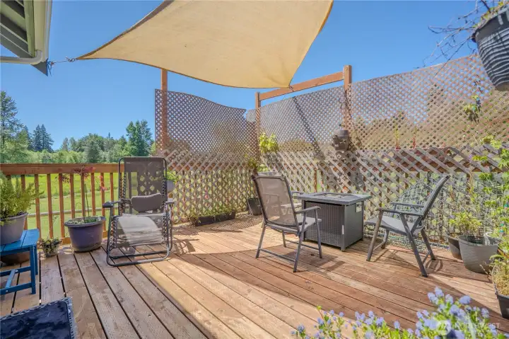 Sun shade protects you from the east/west exposure that makes this lot sunny all day long.
