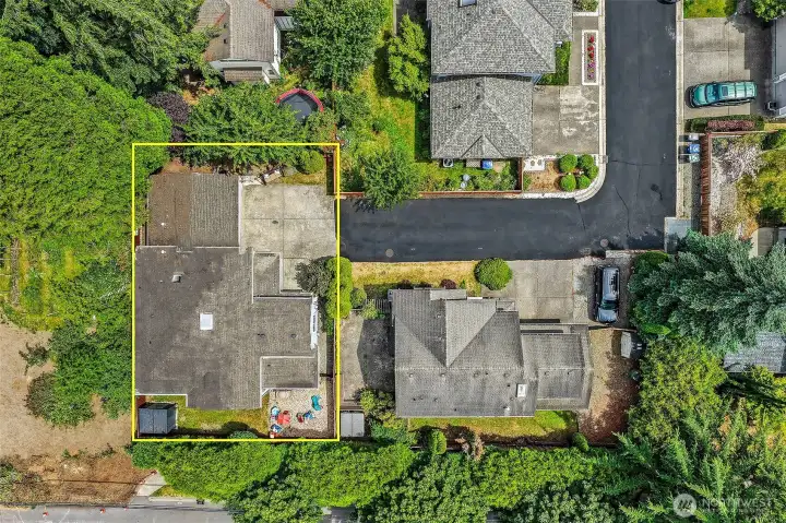 Aerial view of private driveway and extra parking!