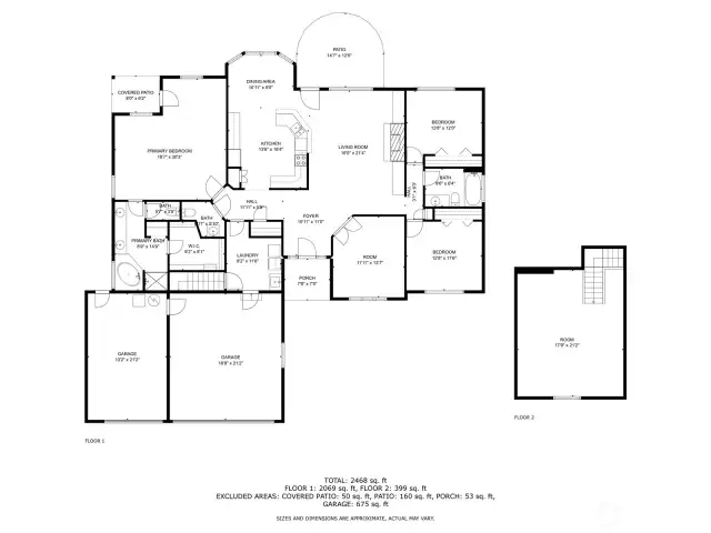 Floor plan w/both main and bonus room.