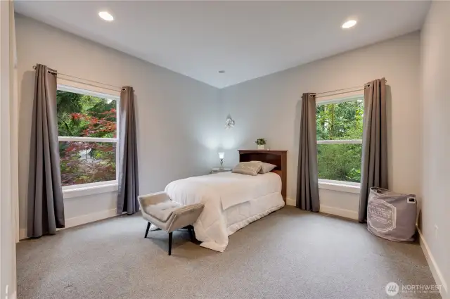 Bedroom one. What a pretty outlook.