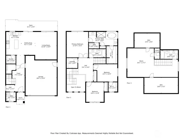 Floor plan for all 3 levels.