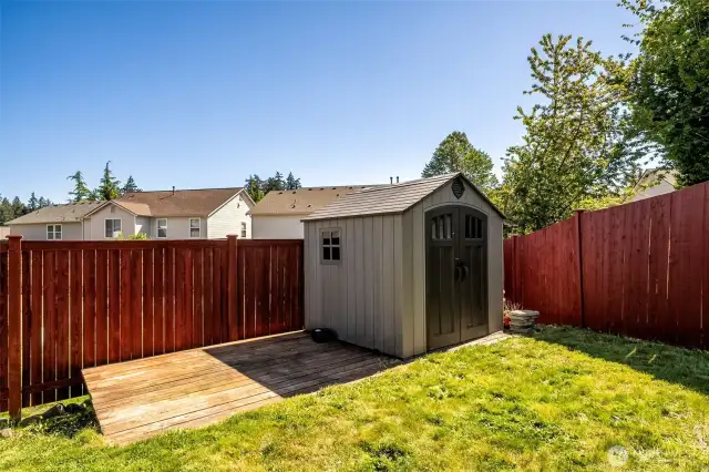 Shed in backyard.
