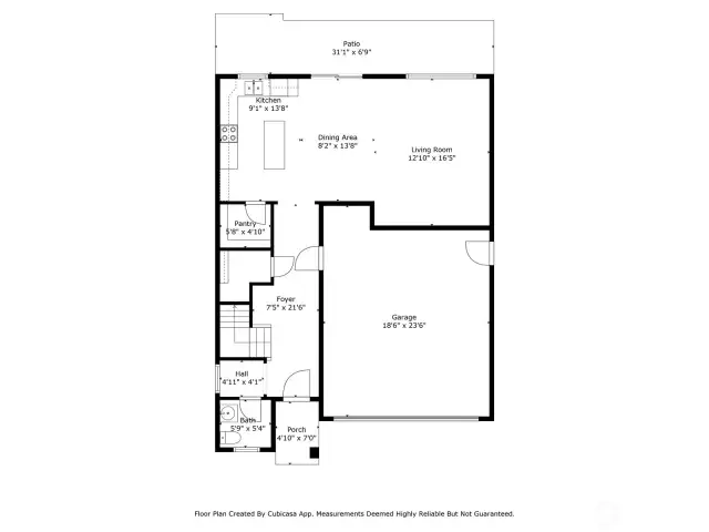 Main floor - living, dining, garage