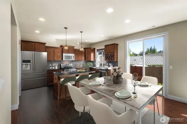 Eating area and kitchen (virtually staged)