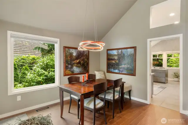 Another view of the dining space, note the dramatic details wherever you look.