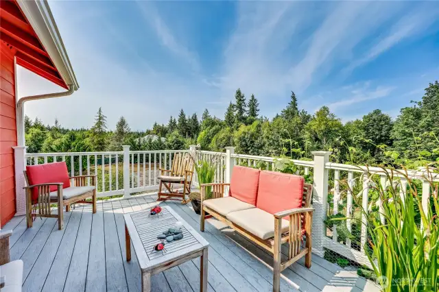 Deck off the kitchen with the view of the mountains