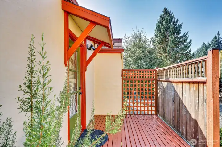 An inviting private porch deck entrance.
