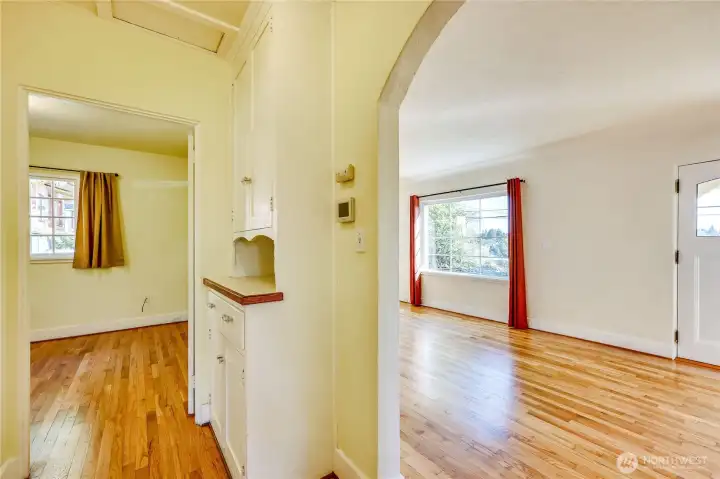 Hallway between the living room, bedroom and bathroom.