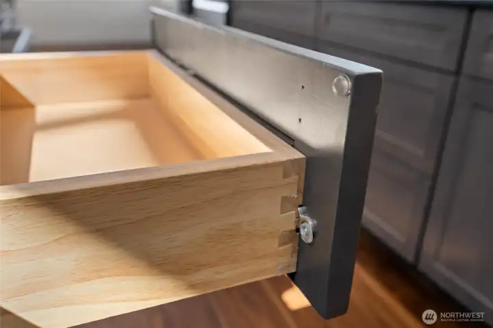 Quality real wood drawers with dovetail joinery.