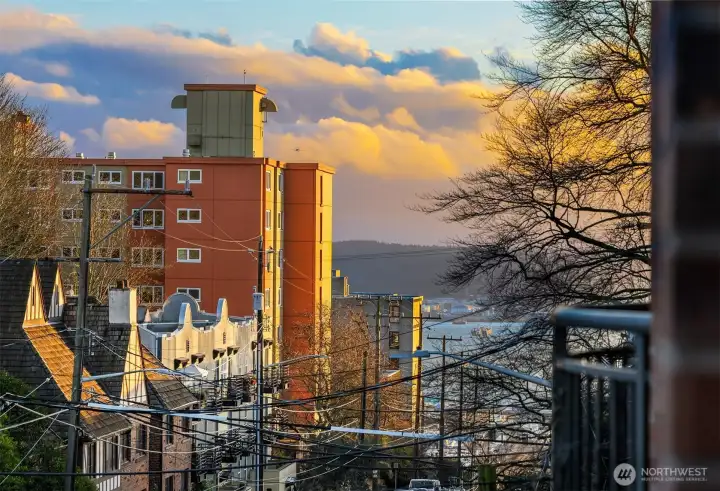 A dynamic urban backdrop off your balcony.