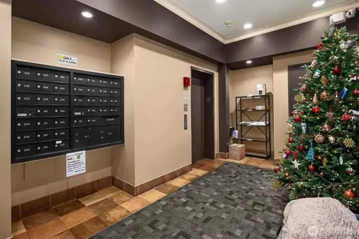 Convenient mail station on your way to the elevator.
