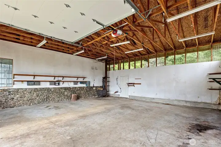 Interior workshop with stove