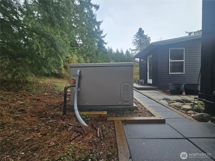 Home generator is plumbed into natural gas system for secure backup.