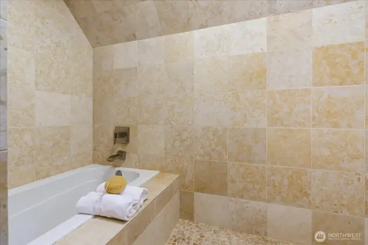 Upper level primary bath tub & shower wet room