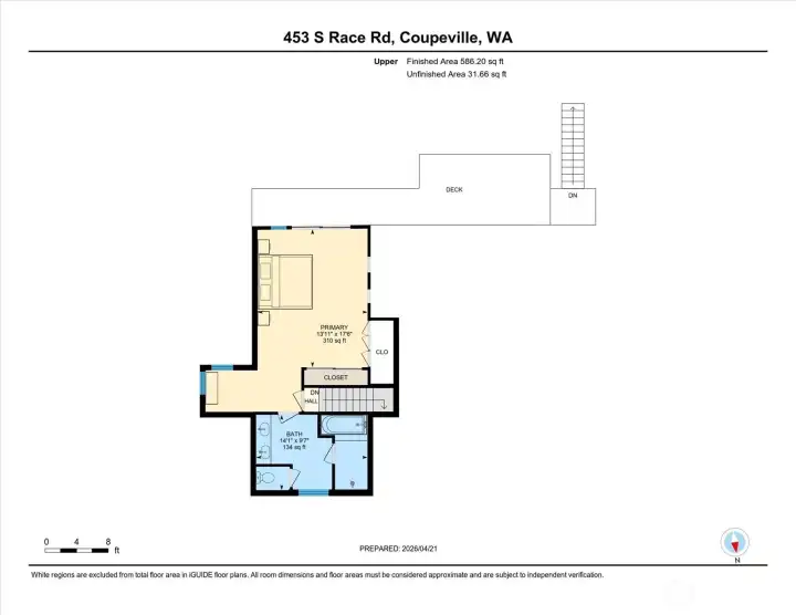 Primary Suite - Upper level floor plan
