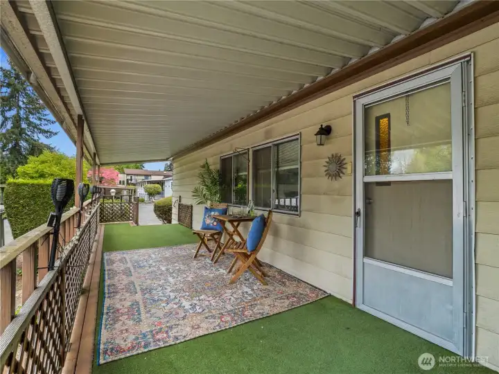 Large covered Porch to sit and enjoy the evening.