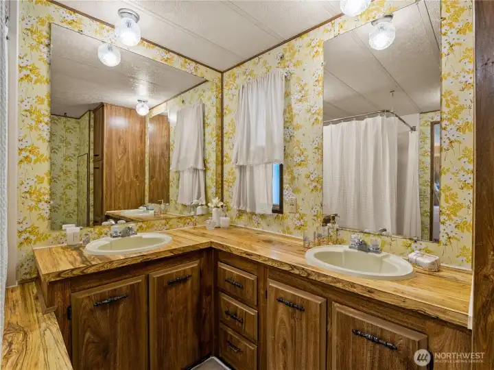 Double sinks and ample counter space.