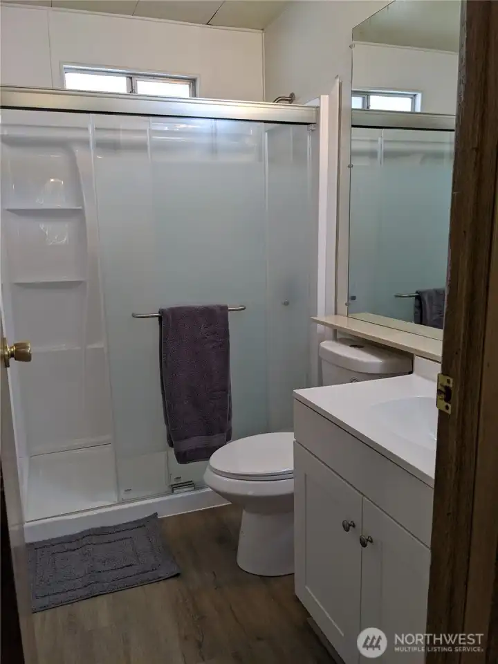 The Remodeled 3/4 Bath just outside oif the Second Bedroom
