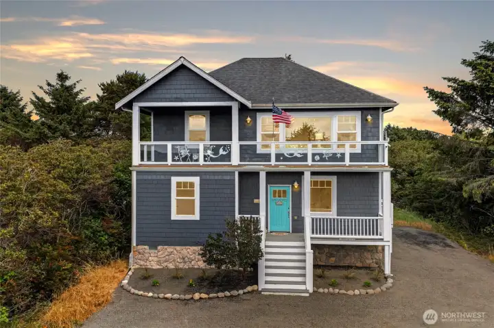 Coastal beach home front exterior