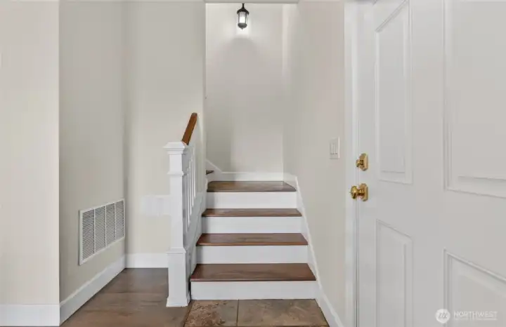 Stairs leading to the lower level of the home