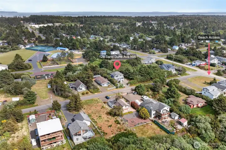 Aerial drone photograph showing the Ocean Shores landscape