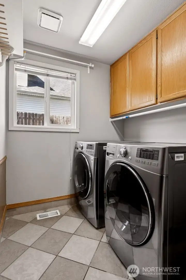 Main floor utility with added storage.powder room located right next to the utility room.