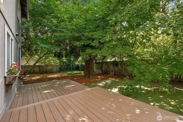Large back deck with trex decking.