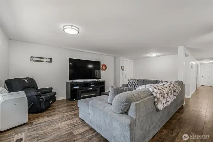 large open living great room with LVP
