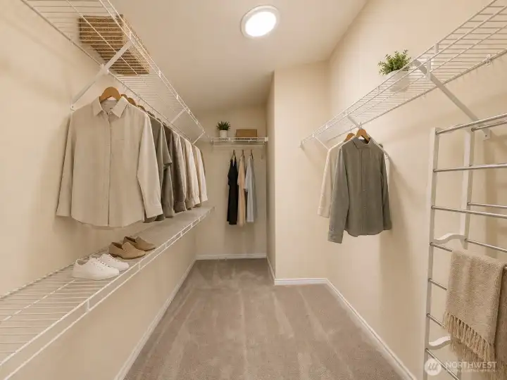Primary walk-in closet has solar tube skylight Primary walk-in closet has solar tube skylight
