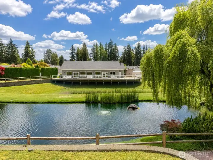 HOA features clubhouse with veranda seating HOA features clubhouse with veranda seating