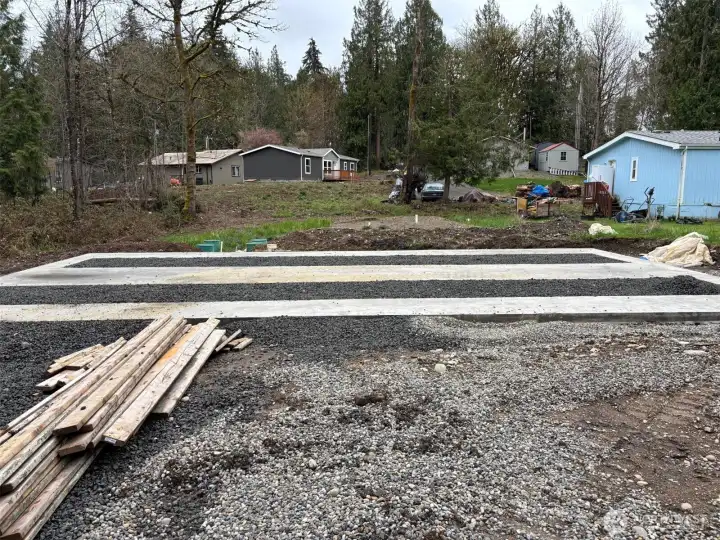 Poured concrete foundation.