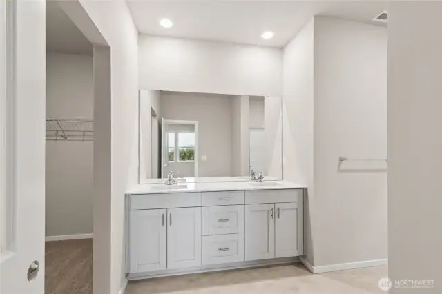 Primary Bathroom double vanity.