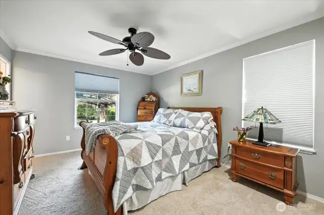 This is the Primary Bedroom, with attached Three Quarter Bathroom