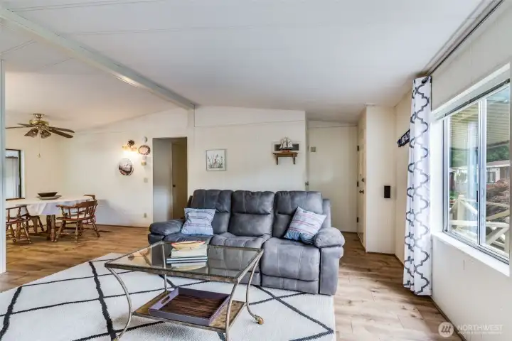 Easy-care laminate wood floors make everyday living simple and stress-free.