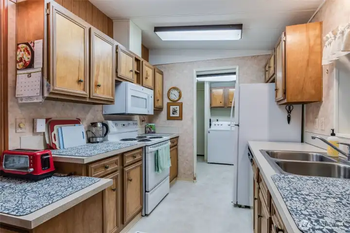Generous counter space and storage keep everything within easy reach.