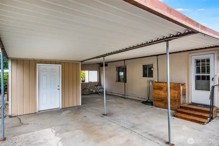 Handy shed adds organized storage for garden tools, hobbies, and seasonal items, keeping everything easy to find.