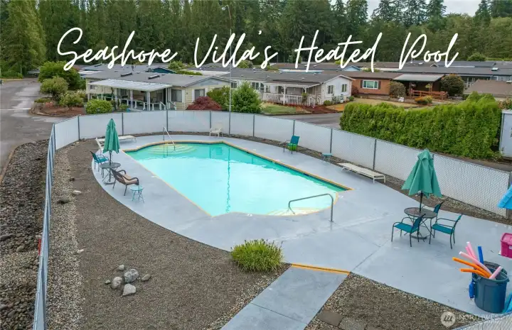Heated outdoor pool is open all summer, offering a perfect place to cool off, exercise, or simply relax with friends.