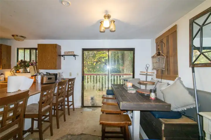 Dining room with slider to deck