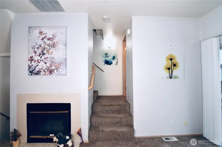 Living Area - Stairway to Half Bath Main Level & Bedrooms on Upper Level