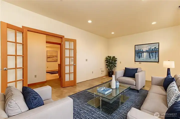 Bonus room is plumbed for wet bar or lots of options. Wired for a projection TV for theater room! This photo is virtually staged.
