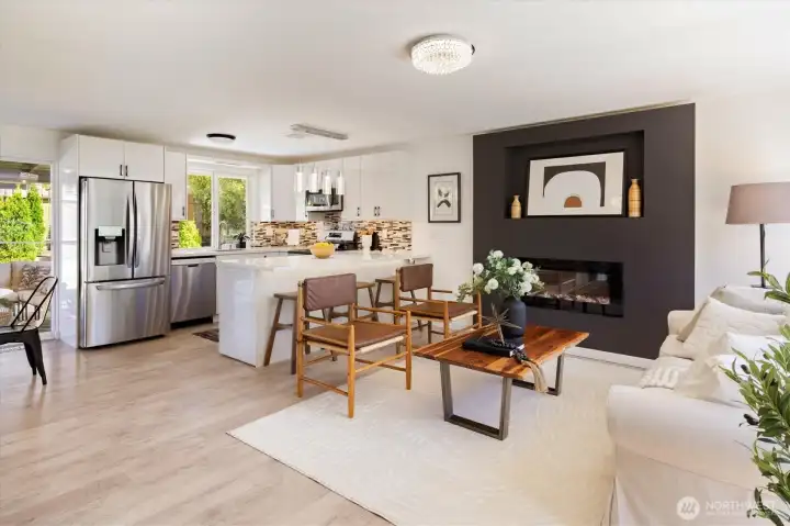 Bright, open living and dining area with seamless flow to the kitchen. Image from earlier listing in Sep 2025.