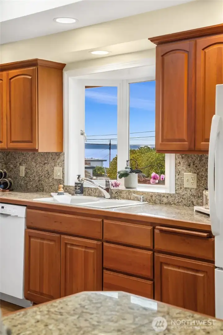 View of Puget Sound from kitchen window