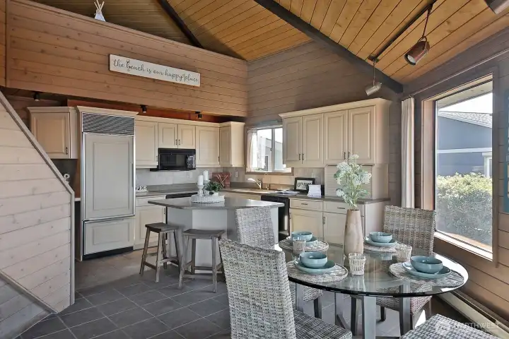 Stairs to a loft that can be an office, playroom or gym.