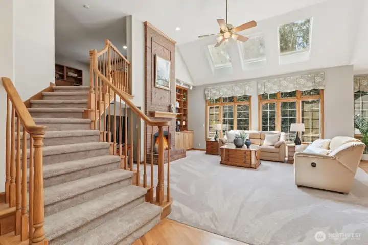 Stairs off this area lead to the bonus/media room.