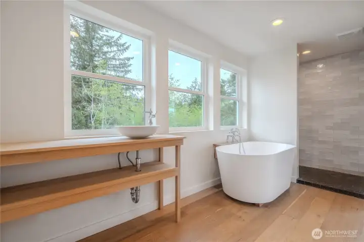 Natural light and materials provide a welcoming ambiance