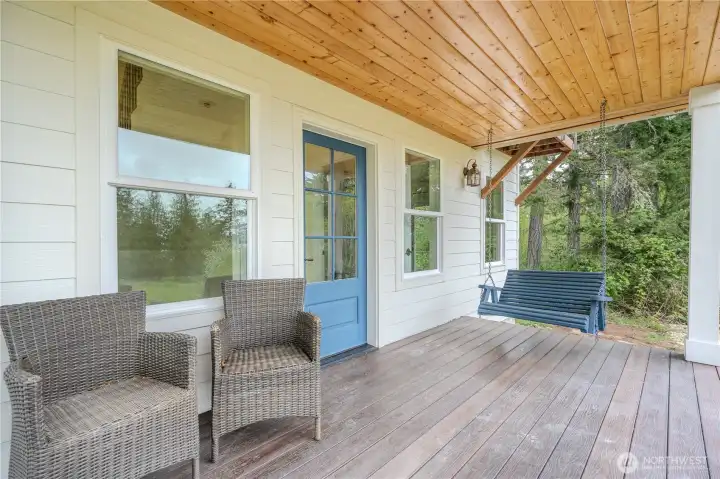 Bay facing covered front porch